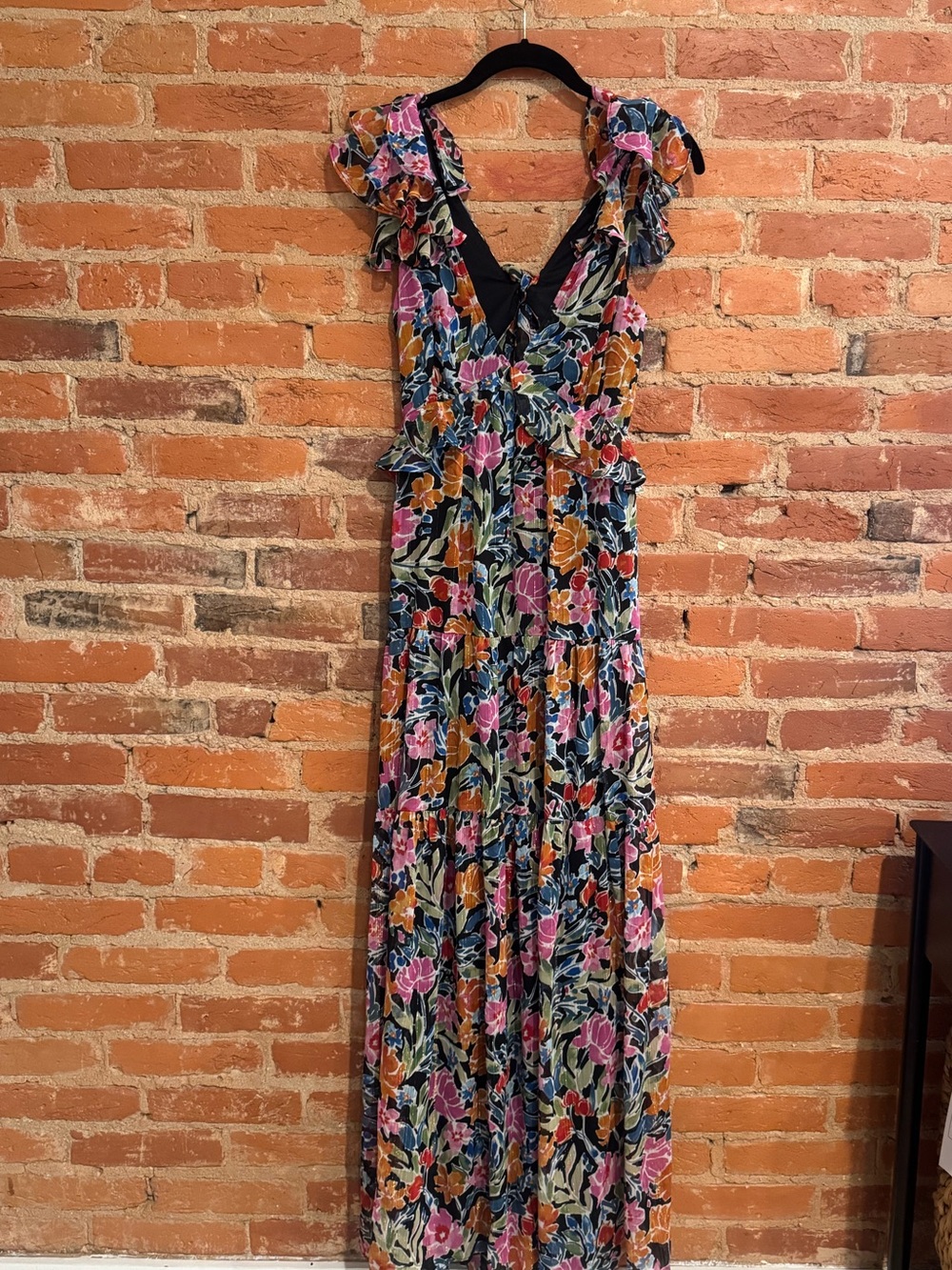 Aqua Floral Maxi Dress in Pink, Green & Orange